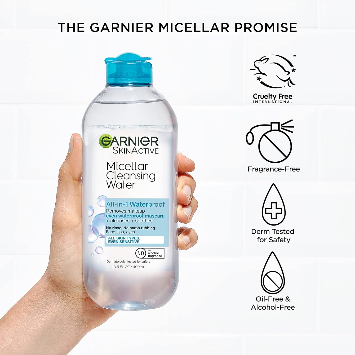 Garnier Micellar Water For Waterproof Makeup, Facial Cleanser & Makeup Remover, 13.5 Fl Oz (400mL), 2 Count (Packaging May Vary) : Beauty & Personal Care