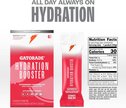 Gatorade Hydration Booster, Strawberry Watermelon, Makes 20 Fl Oz (Pack Of 6)