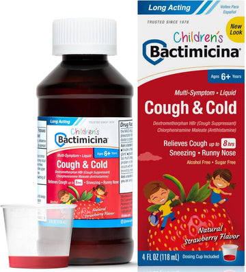 Children’S Cough And Cold Liquid - Kids Cough Medicine - Ages 6 And Up - Natural Strawberry Flavor - 4 Fl Oz