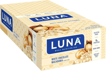 Luna Bar - White Chocolate Macadamia Flavor - Gluten-Free - Non-Gmo - 7-9G Protein - Made With Organic Oats - Low Glycemic - Whole Nutrition Snack Bars - 1.69 Oz. (15 Count)