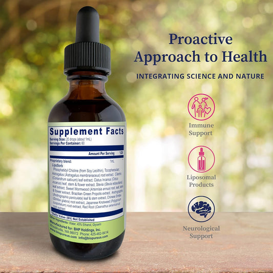 Biopure Cocktail Liposomal Herbal Blend – Potent Formulation Of Immune Supportive Tinctures With Phosphatidylcholine To Support Microbial Balance, Effective Lymphatic Circulation & More – 2 Fl. Oz