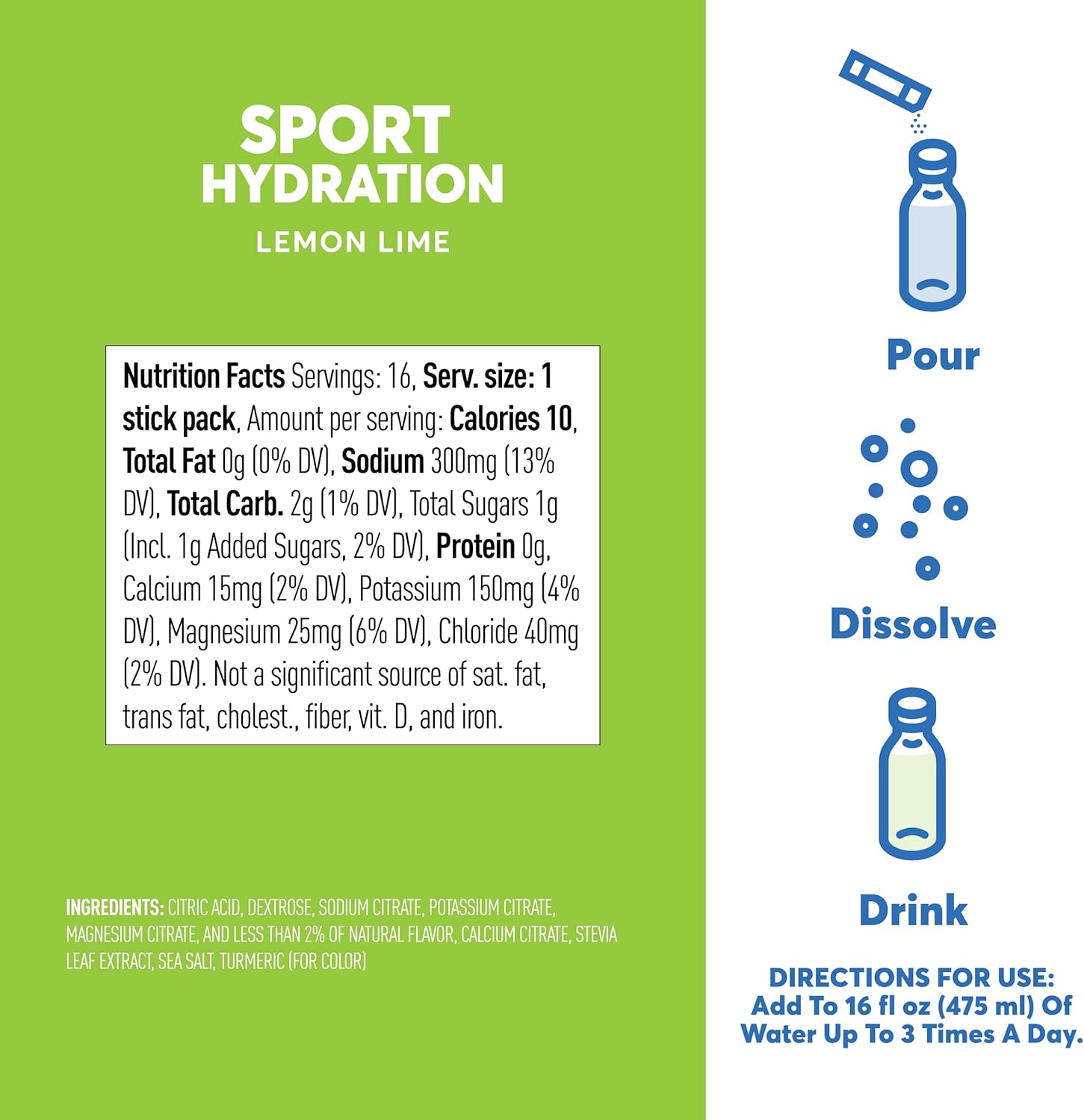 Nuun Sport Electrolyte Powder Packets - Lemon Lime Flavor | 5 Essential Electrolytes for Hydration | Easy Open Drink Mix with Magnesium | 1g Sugar | Non GMO, Vegan | 16 Single Serving Sticks : Health & Household