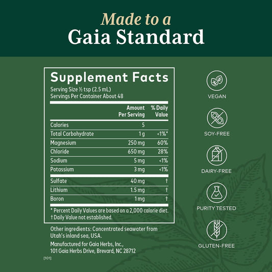 Gaia Herbs Pro Liquid Magnesium With Trace Minerals - Magnesium For Supporting Dna & Cellular Energy - With Magnesium, Chloride, Potassium & Trace Minerals - 4 Fl Oz (48 Servings)