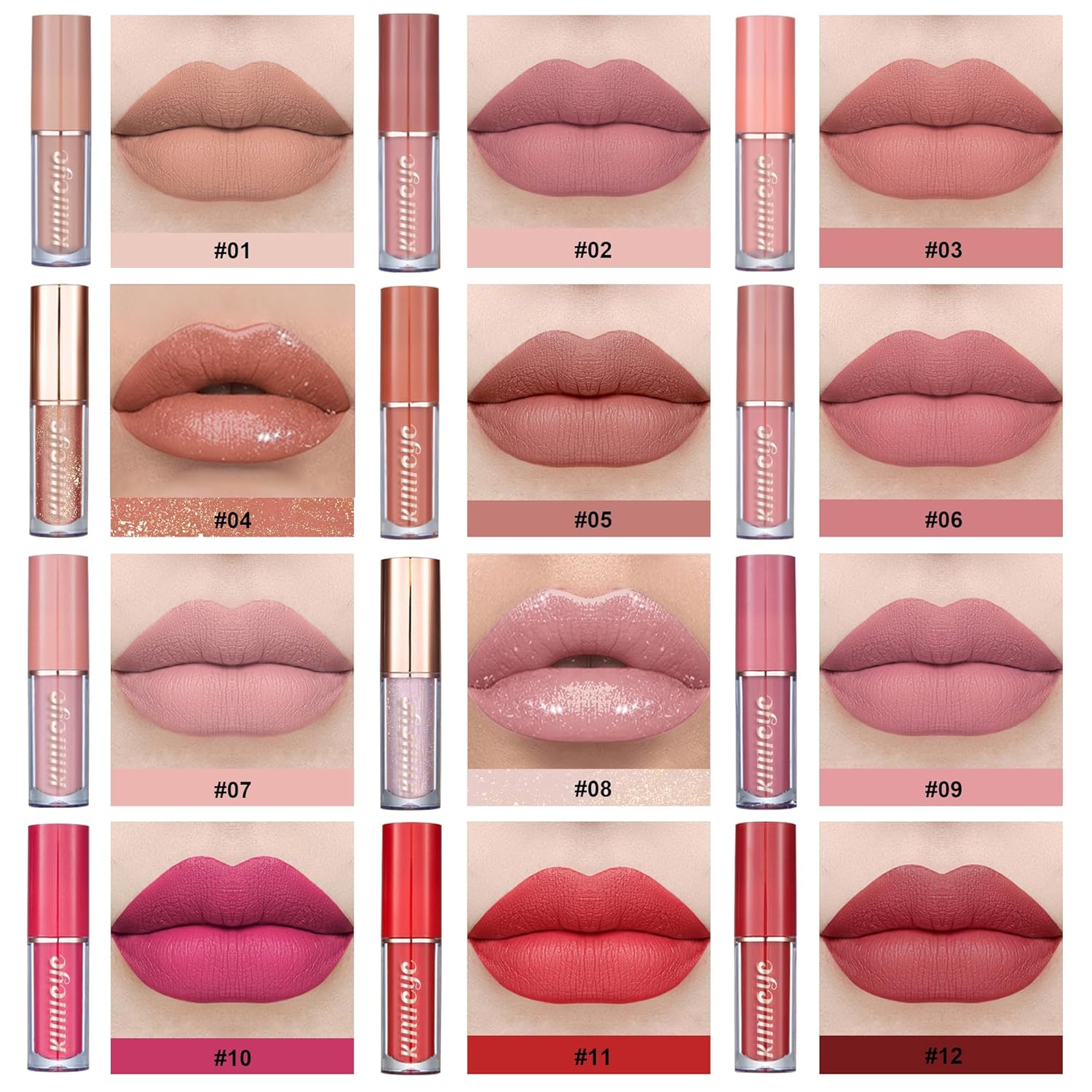 Kimieye 12Pcs Liquid Lipstick Makeup Set, Shades With 4Pcs Metallic Color Lipstick, 4Pcs Hydrating Lip Oil And 4Pcs Longwear Waterproof Matte Lipstick Gift Kit For Women (Set C) : Beauty & Personal Care