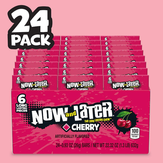 Now & Later Candy, Cherry Flavor, 0.93 Ounce Bars (Pack Of 24)