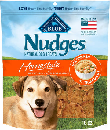 Blue Buffalo Nudges Homestyle Natural Dog Treats, Made In The Usa With Real Chicken, Peas, And Carrots, 16-Oz. Bag