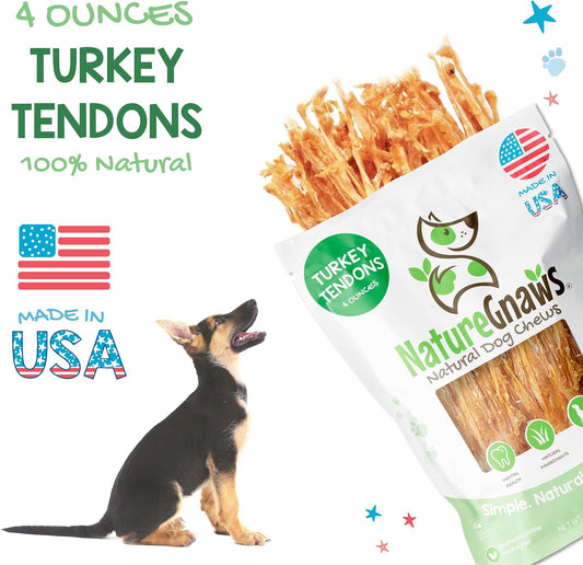 Nature Gnaws Usa Turkey Tendons For Dogs (4Oz) - Delicious Grain Free Reward Snack For Small, Medium & Large Breeds - Premium Natural Dog Chew Treats