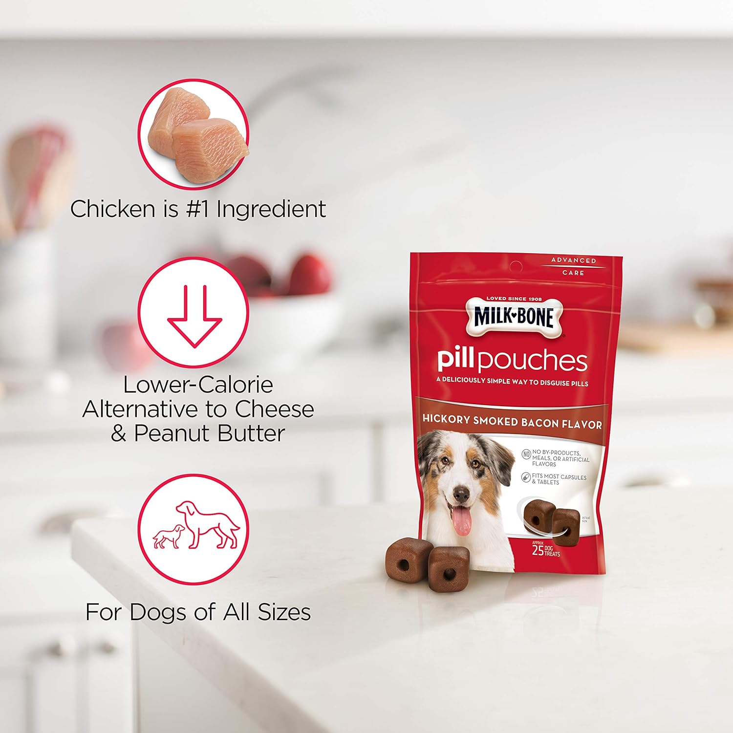Milk-Bone Pill Pouches Dog Treats, Hickory Smoked Bacon Flavor, 6 Ounce (Pack of 5) : Health & Household