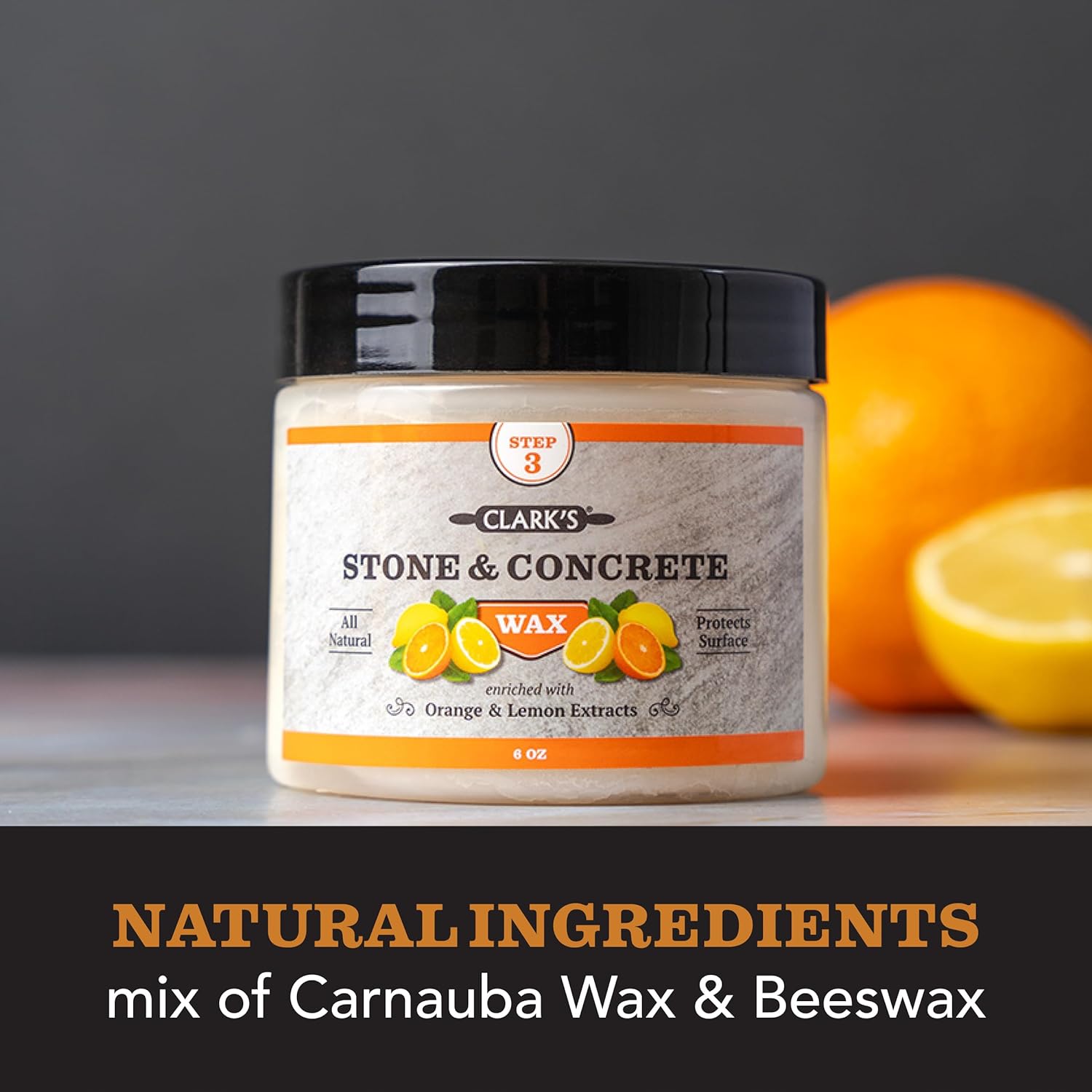 CLARK'S Natural Stone Wax - Enriched With Orange And Lemon Extracts - Preserves And Protects From Unwanted Liquids Or Juices - Revitalizes The Stone Products - Natural Mix Of Carnauba Wax And Beeswax : Health & Household