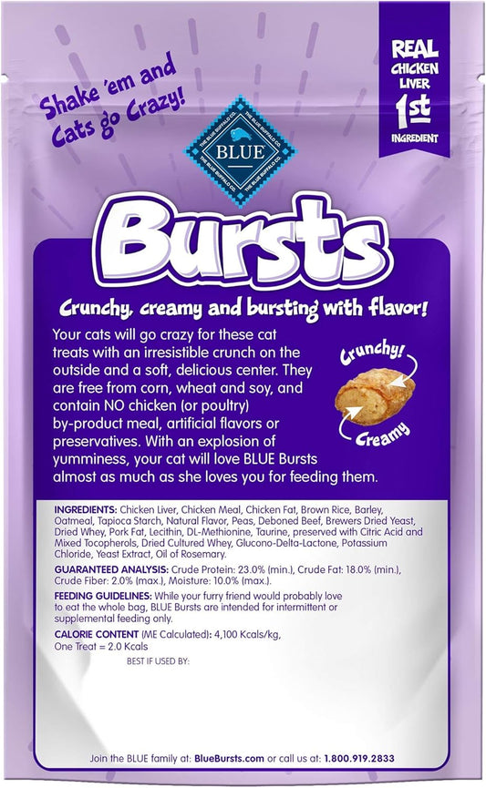 Blue Buffalo Bursts Crunchy Cat Treats, Chicken Liver And Beef 2-Oz Bag (6 Pack)