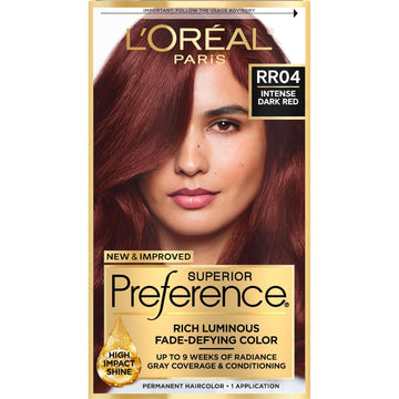 L'Oreal Paris Superior Preference Fade-Defying + Shine Permanent Hair Color, Rr-04 Intense Dark Red, Pack Of 1, Hair Dye