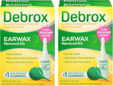 Debrox Ear Wax Removal Kit - Includes Bulb Syringe and 0.5 Fl Oz Removal Drops for Cleaning Ears (Pack of 2)