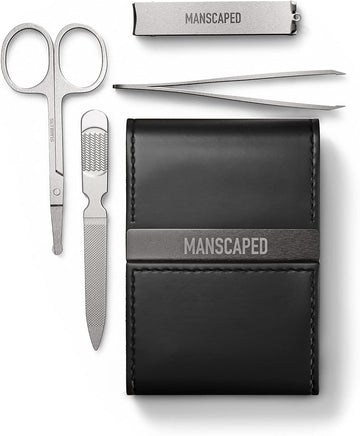 Manscaped® Shears 2.0 Tempered Stainless Steel Men'S Nail Kit, Fingernail Clippers, Safety Scissors, Tweezers And Nail File, Travel Manicure Pedicure Set, 4-Piece Luxury Grooming Kit With Compact Case