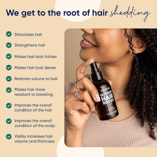Moerie Ultimate Hair Boost Spray Designed To Strengthen Hair & Restore Scalp Health - 100% Natural Hair Serum For Hair Boost With Over 100 Minerals, Vitamins & Amino Acids - Fresh Scent - 5.07 Fl. Oz