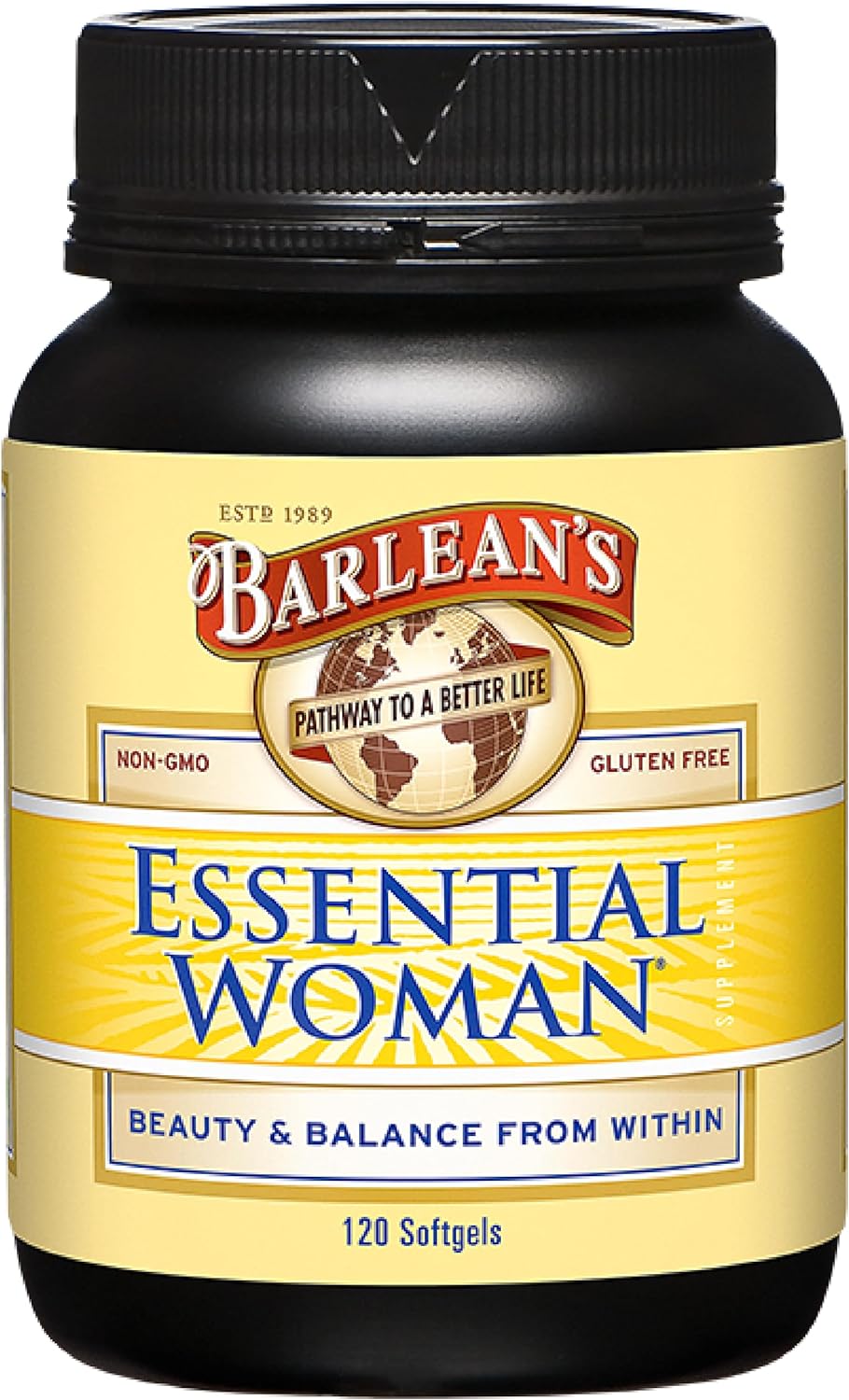 Barlean's Essential Woman Capsules, Hormonal Balance Supplement for Women, Flaxseed, Evening Primrose Oil & Soy Isoflavones, Omega 3 6 9 and GLA for Healthy Hair and Skin, 120 Count