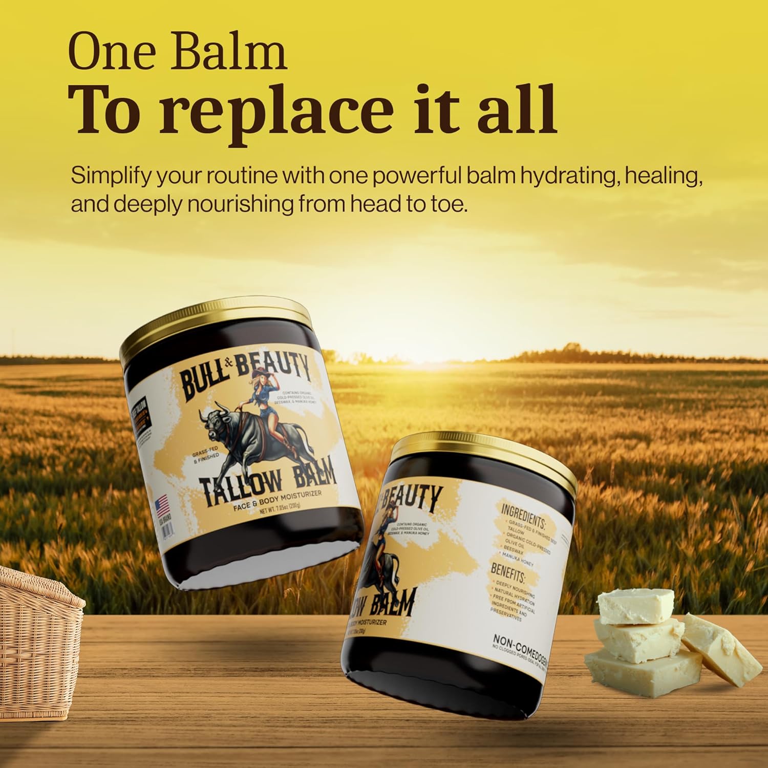 Bull & Beauty Organic Beef Tallow And Honey Balm 7.05Oz Organic Beef Tallow For Skin - 100% Grass-Fed Unscented Beef Tallow Moisturizer For Skin & Face With Manuka Honey, Olive Oil & Beeswax : Beauty & Personal Care