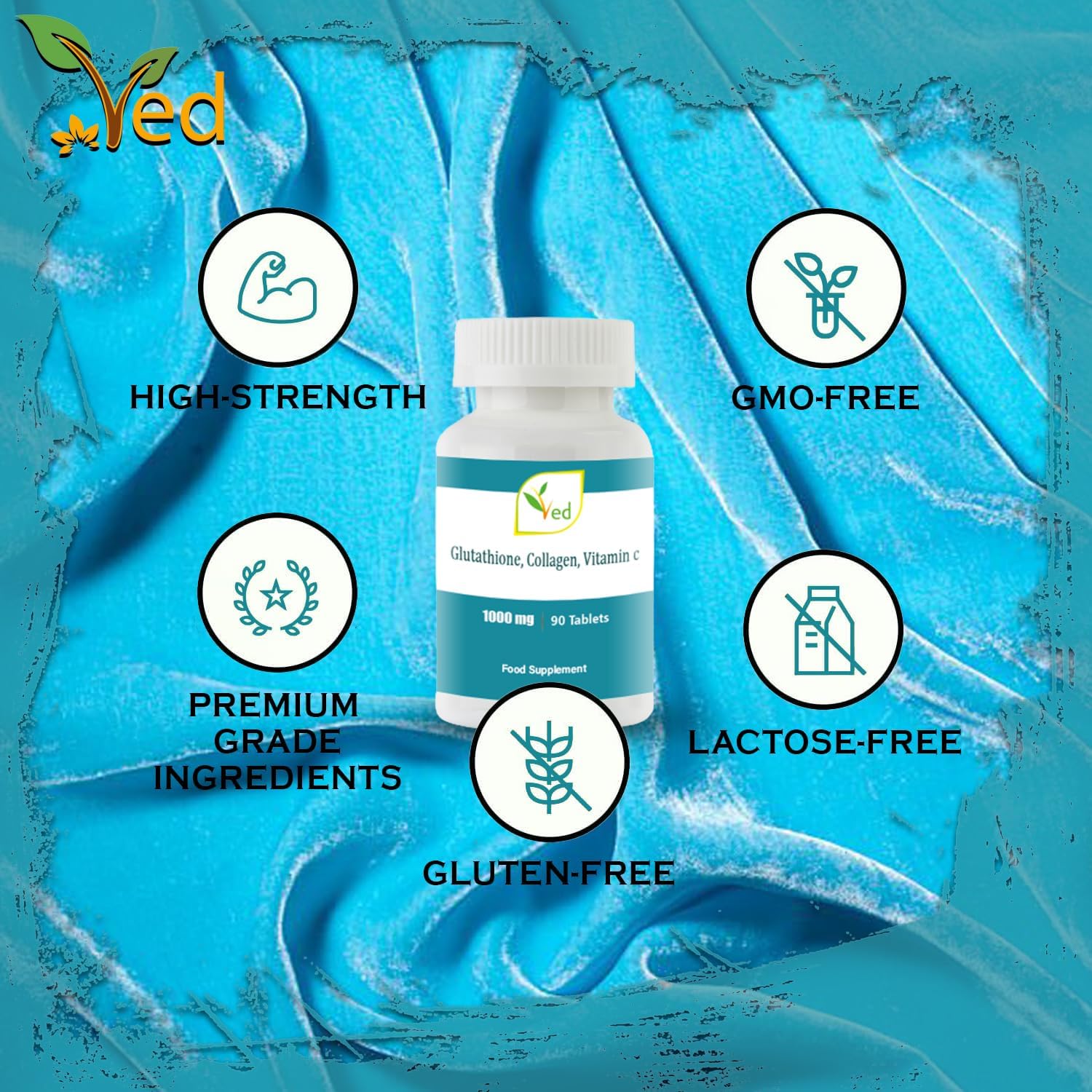 VED Reduced L-Glutathione, Collage, Vitamin C Tablets | 1000mg x 90 Tablets : Amazon.co.uk: Health & Personal Care
