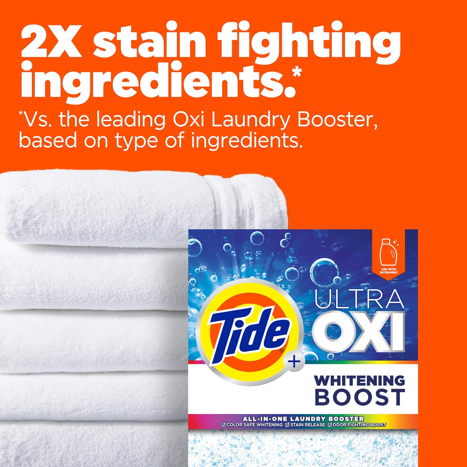Tide Ultra Oxi Whitening Boost, All In One Laundry Booster, Color Safe Whitening, Stain And Odor Fighter, 66 Loads, 57 Oz