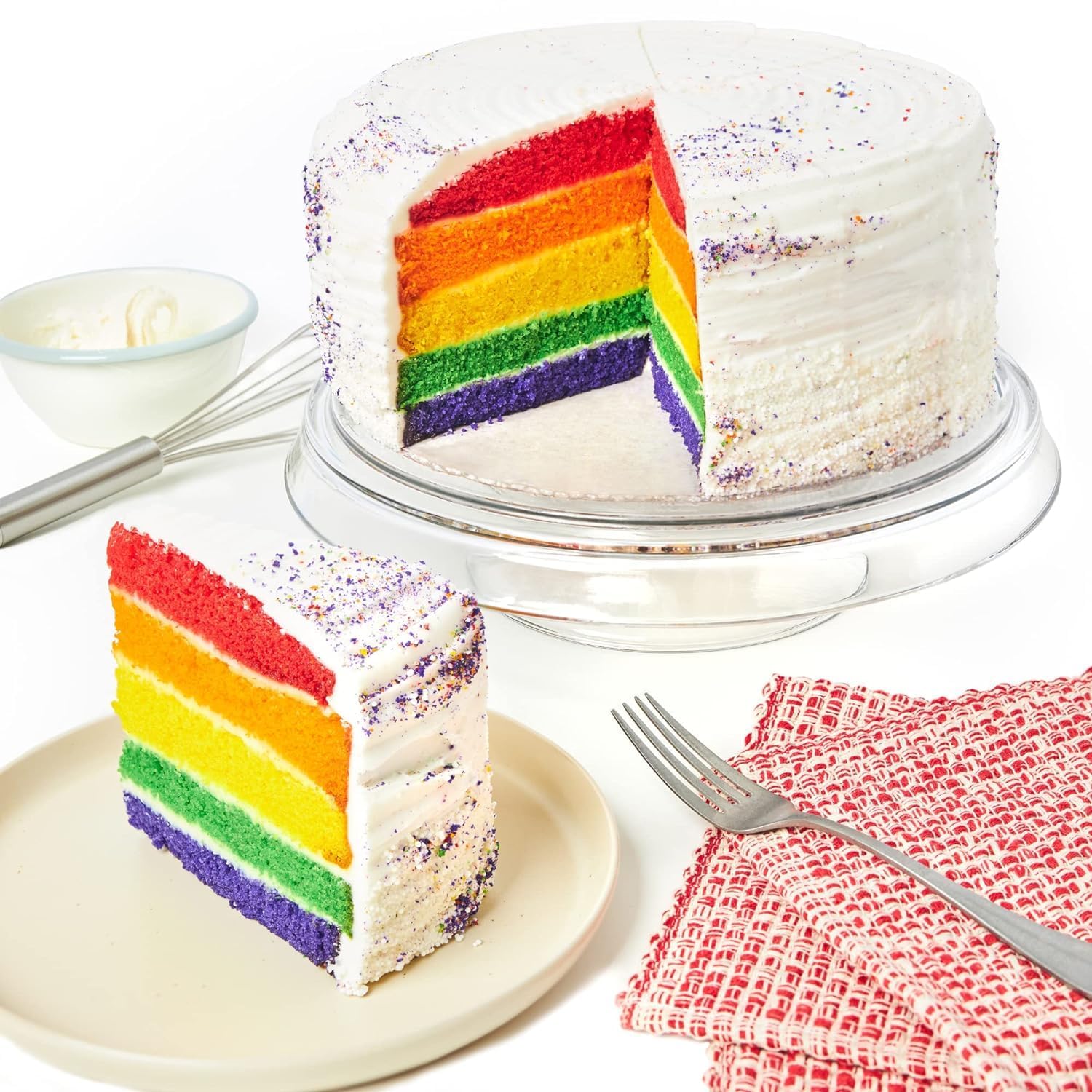 David'S Cookies Rainbow Layer Cake 10" - Pre-Sliced 14 Pcs. Fresh Gourmet Dessert With 5 Bright And Colorful Layers, Great For Sharing And Ideal Gift For Women, Men And Kids For All Celebrations