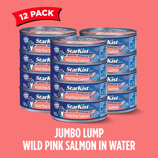 StarKist Wild Pink Salmon, Skinless, Boneless, 5 Ounce (Pack of 12)