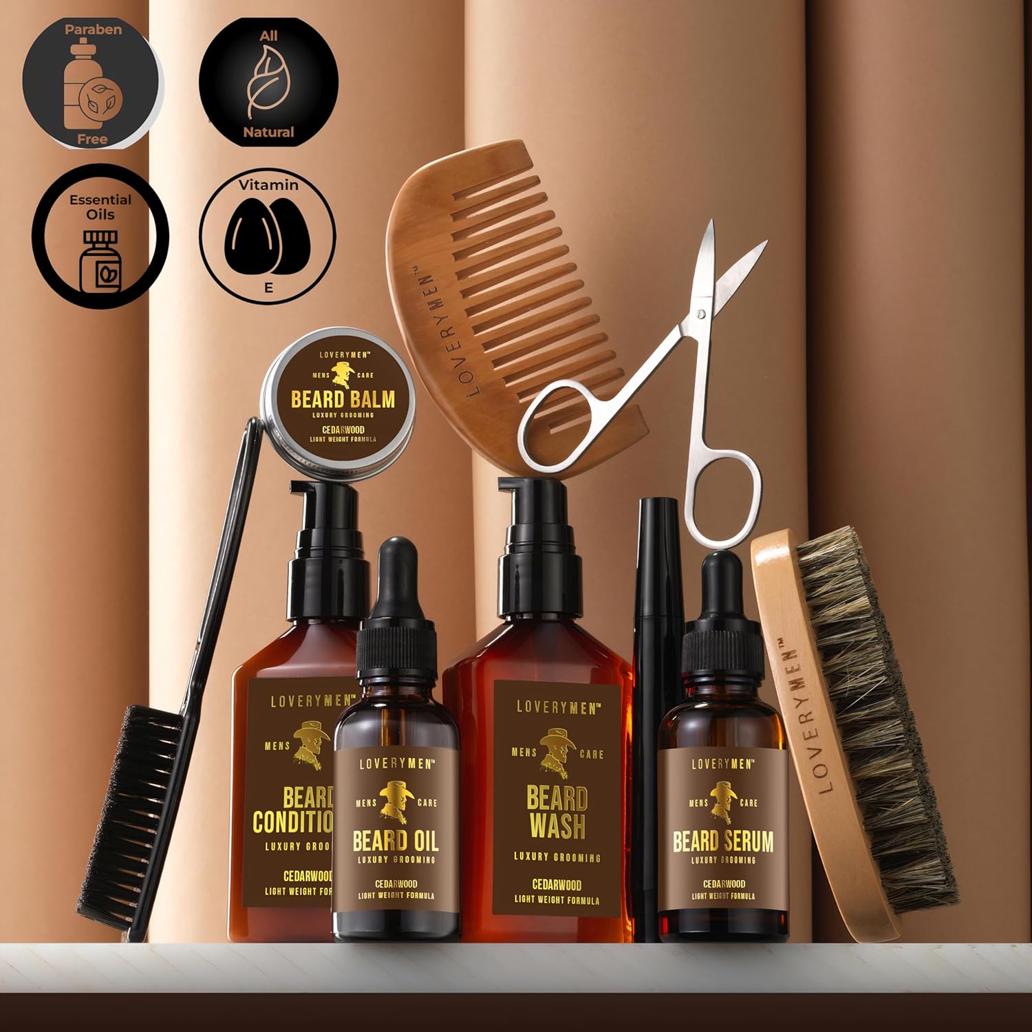 Lovery Beard Care Kit - Gifts For Dad -12Pc Complete Grooming Set In Cedarwood, Beard Balm, Wash, Conditioner, Oil, Serum, Beard Pen Birthday Gifts For Men Boyfriend Husband, Mens Gifts For Him : Beauty & Personal Care