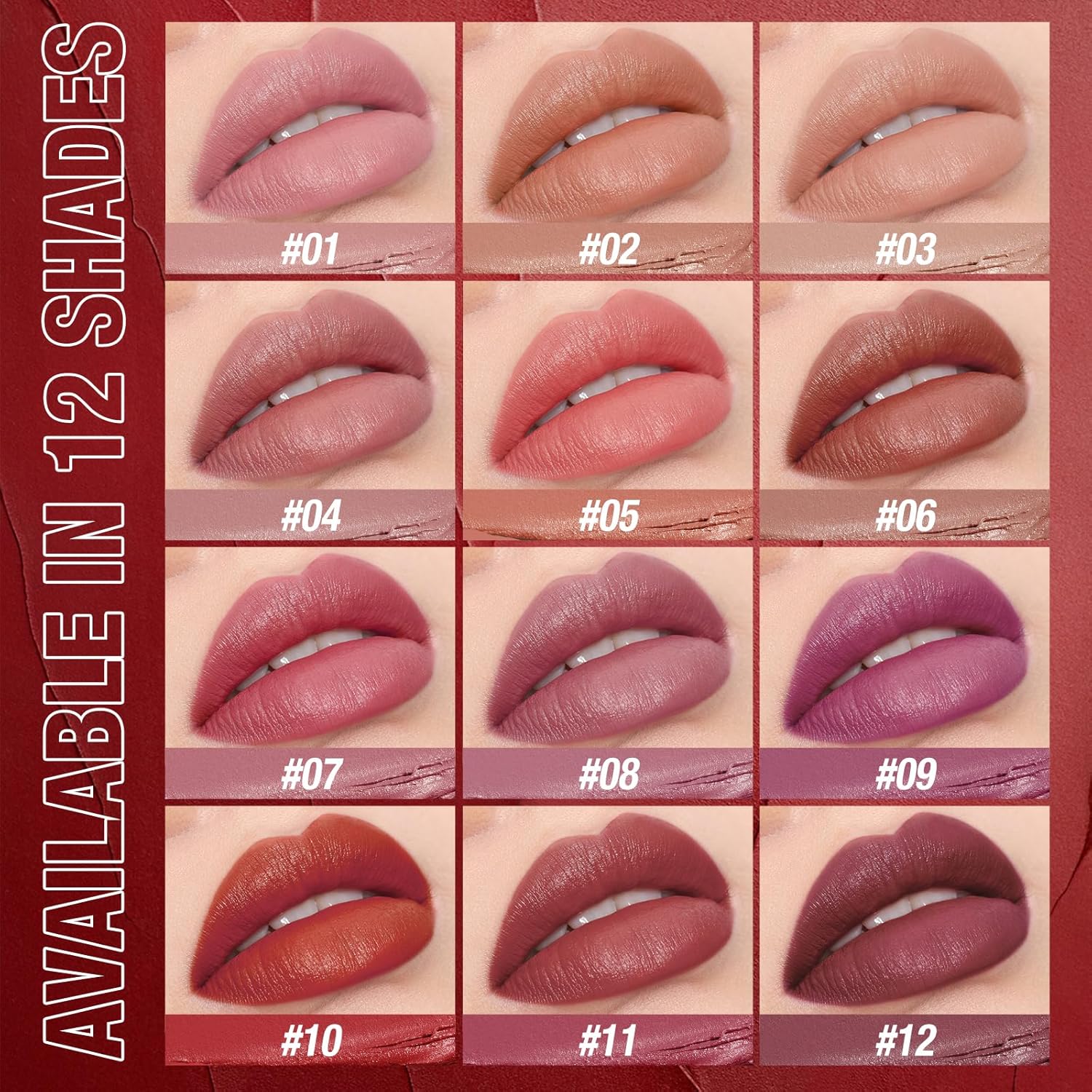 Kyannkara Matte Lipstick Velvety Mud Texture,Waterproof Long-Lasting,Non-Stick Cup,High Pigmented,Feels Comfortable On Lips 09# : Beauty & Personal Care