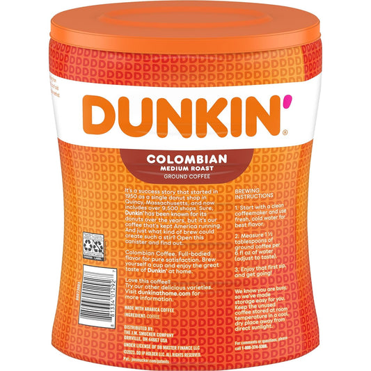 Dunkin' Colombian Medium Roast Ground Coffee, 27.5 Ounce (Pack of 4)