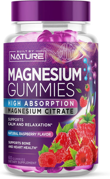 Magnesium Citrate Gummies ? High Absorption Magnesium Gummy Supplement for Muscle, Nerve, Bone & Heart Support, Enzyme Function, Sleep Aid & Calm Relaxation, Pure Non-GMO, Vegan Safe, 60 Count