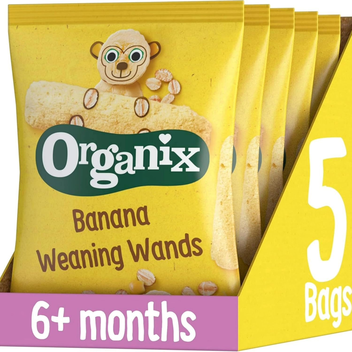 Organix Baby Rice, Organic Weaning Snack, 6+ Months 100 G (Pack Of 5)