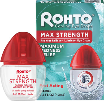 Rohto Maximum Strength Eye Drops, Redness Relief For Itchy Eye, Dry Eye Relief, And Irritated Eyes, Pack Of 1