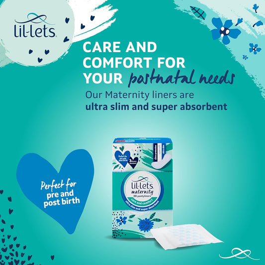 Lil-Lets Maternity Pantyliners, 90 x Ultra Slim Pantyliners, 3 Packs of 30 Pant Liners, for Pre & Post Birth Use, Light Bladder Weakness, Discharge or Spotting