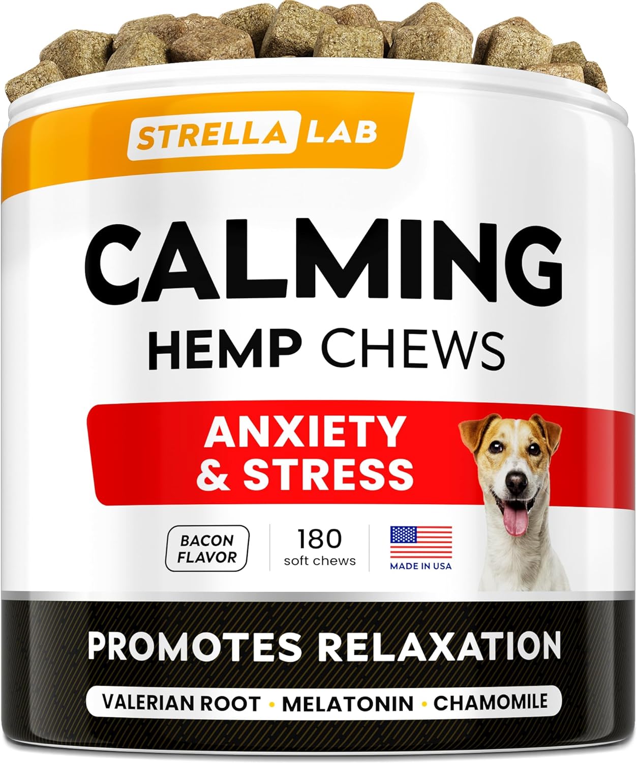 Hemp Calming Chews for Dogs - Dog Calming Treats - Anxiety Relief Treats - Dog Calming Chews - Stress - Sleep Calming Aid - Health & Wellness Supplements for Dog Separation Barking - 180 Treats