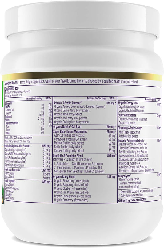 Paradise Orac Energy Greens Powder Extract, Super Antioxidants, Probiotics For Gut Health & Digestion, Vitamin C For Immunity, With Spirulina & Chlorella, Non-Gmo, Gluten Free, 120 Servings