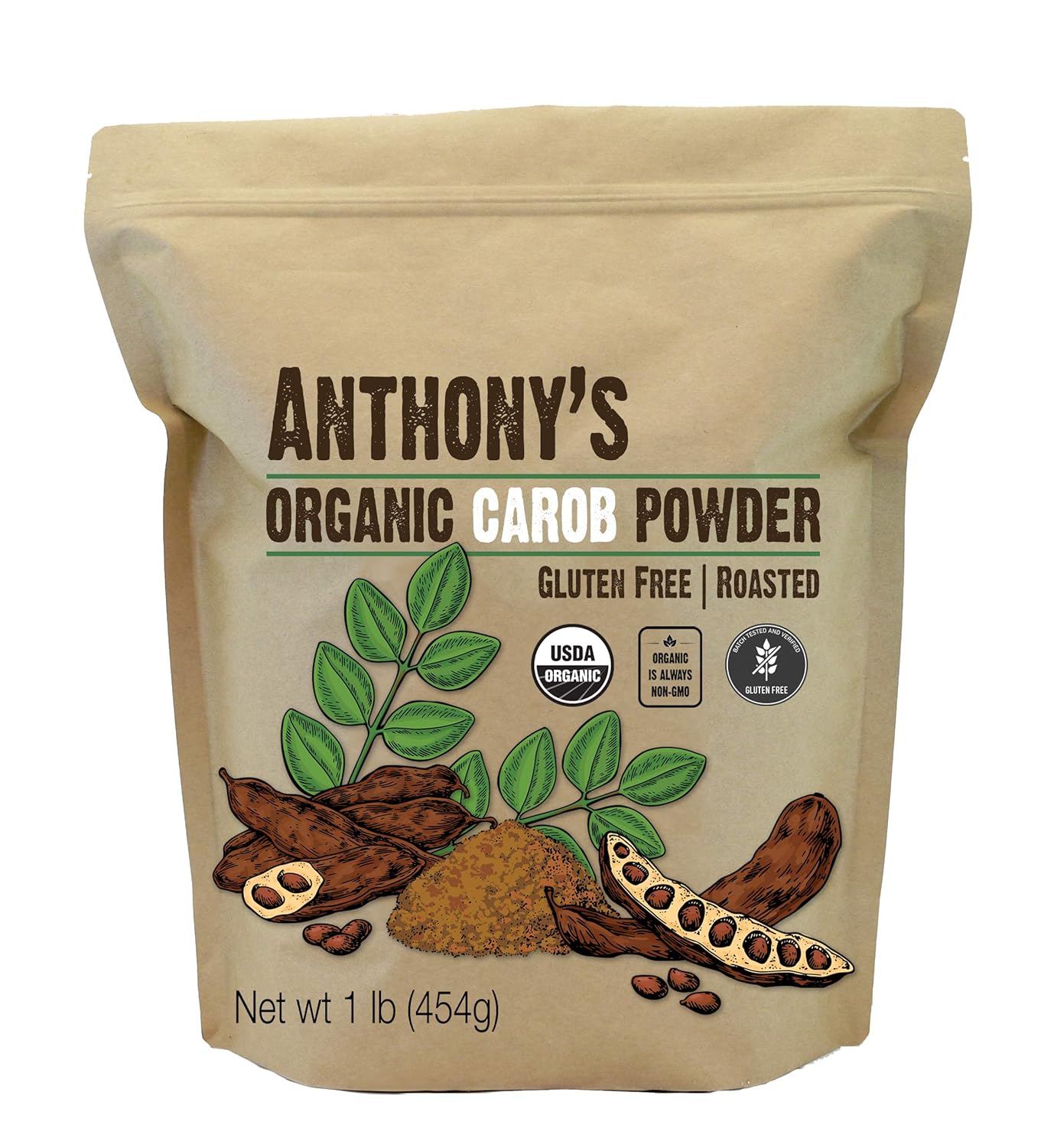 Anthony's Organic Carob Powder, 1 lb, Gluten Free, Non GMO, Cocoa Powder Alternative, Unsweetened