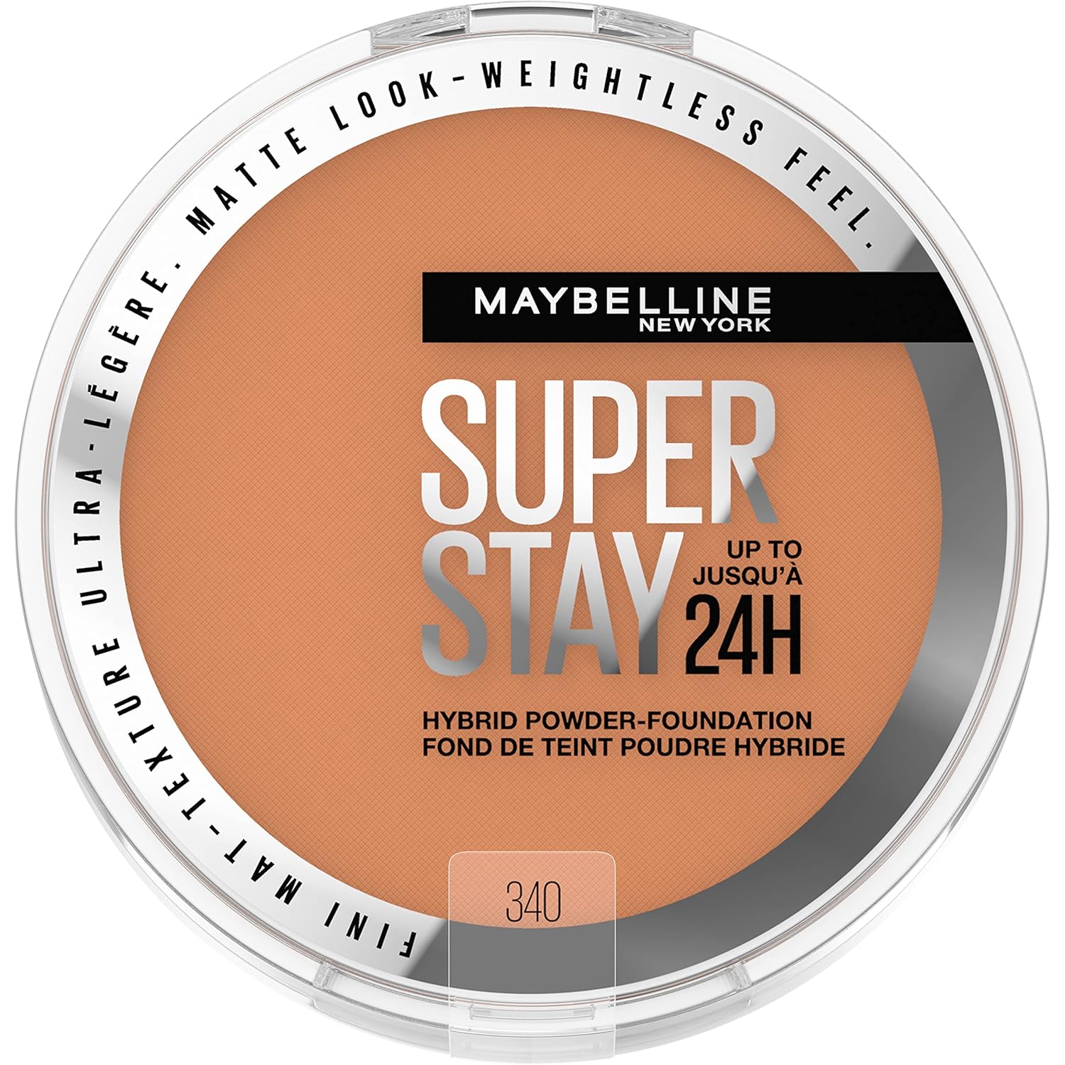 Maybelline Super Stay Up To 24Hr Hybrid Powder-Foundation, Medium-To-Full Coverage Makeup, Matte Finish, 340, 1 Count