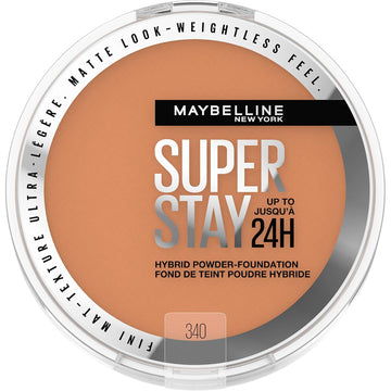 Maybelline Super Stay Up To 24Hr Hybrid Powder-Foundation, Medium-To-Full Coverage Makeup, Matte Finish, 340, 1 Count