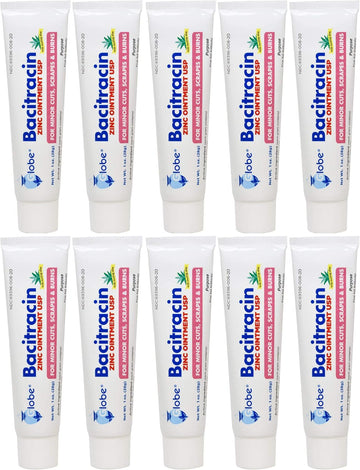 Globe Bacitracin Zinc Ointment 1 Oz | Antibiotic Ointment | Essential Antibiotic First Aid Supplies | Healing Action | Maximum Antibiotic Power | Prevents Infection In Cuts, Scrapes, Burns | 10 Pack |