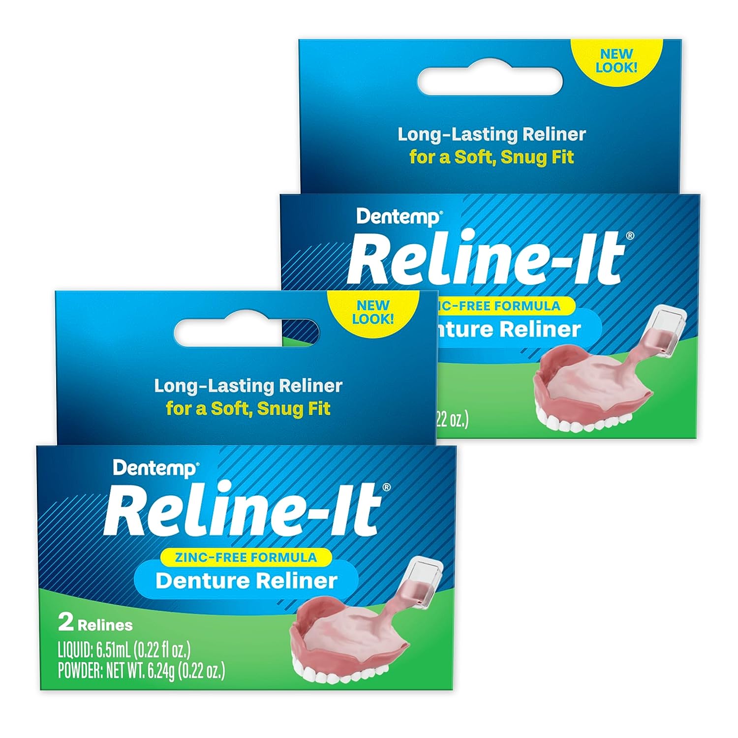 Dentemp Denture Reline Kit - Advanced Formula Reline It Denture Reliner (Pack of 2) - Denture Kit to Refit and Tighten Dentures for Both Upper & Lower Denture