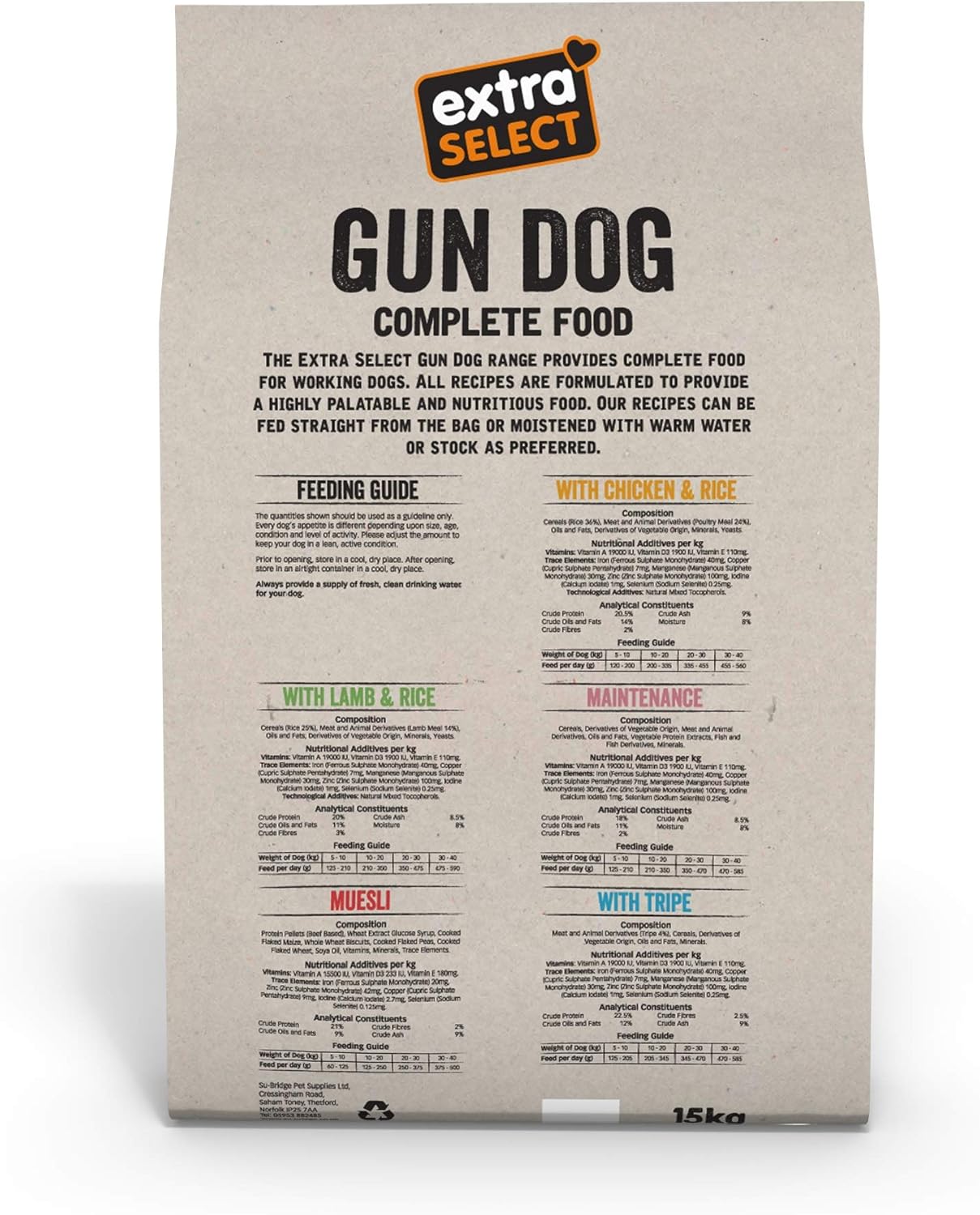 Extra Select Complete Dry Gundog Muesli, 15 kg :Pet Supplies