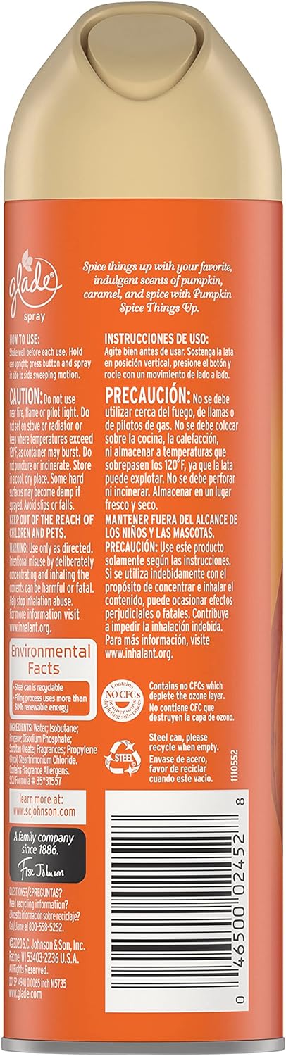 Glade Air Freshener, Room Spray, Pumpkin Spice Things Up, 8 Oz