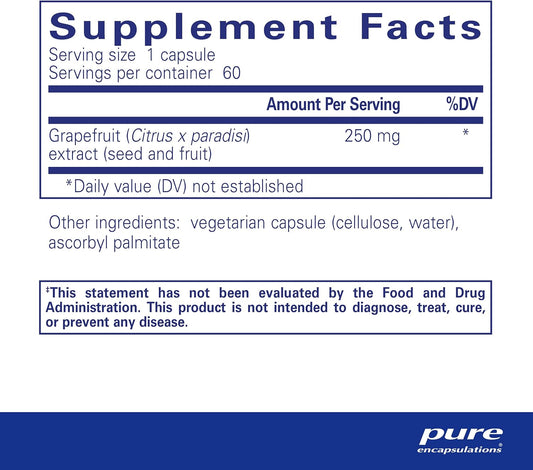 Pure Encapsulations Grapefruit Seed Extract | Supplement To Support The Balance Of Intestinal Microorganisms And G.I. Tract* | 60 Capsules