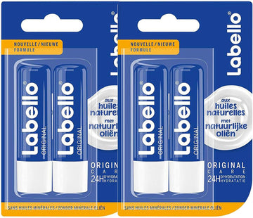 Nivea Labello Original Lip Balm (4 X 5 Ml) Enriched With Natural Oils And Creamy Texture, Lip Care, 24 Hours Persistent Humidity