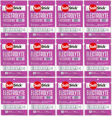 Saltstick Electrolyte Fastchews Chewable Tablets | 120 Count - Mixed Berry | Salt Tablets For Runners, Sports Nutrition, Hydration Tablets, Electrolyte Chews | 12 Packets Of 10 Tablets Each