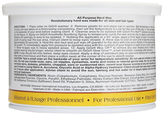 Gigi All Purpose Hair Removal Hard Wax For All Skin Types, 14 Oz