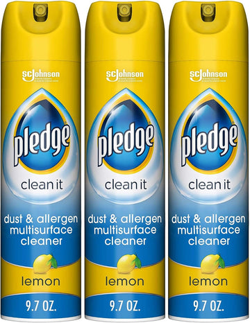 Pledge Everyday Clean Multi Surface Cleaner Aerosol, Dust & Allergen, Lemon, 9.7 Oz (Pack Of 3)