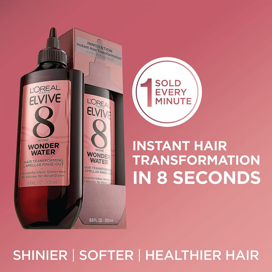 L’Oreal Paris Elvive 8 Second Wonder Water Lamellar, Rinse Out Moisturizing Hair Treatment For Silky, Shiny Looking Hair, 6.8 Fl; Oz