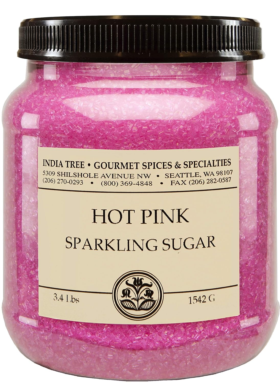 India Tree, Hot Pink Sparkling Sugar, Canister | Shimmery Sugar Sprinkles For Baking And Decorating | 3.4 Lb (Pack Of 2)