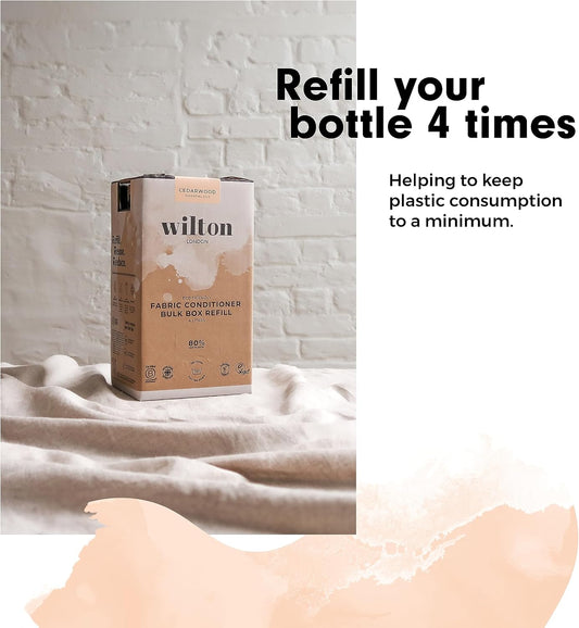 Wilton London Cedarwood Fabric Conditioner Refills - 160 Washes - Plant-Based & Biodegradable Softner - 100% Recyclable - Less Plastic - Essential Oils - Made In Uk - 4L
