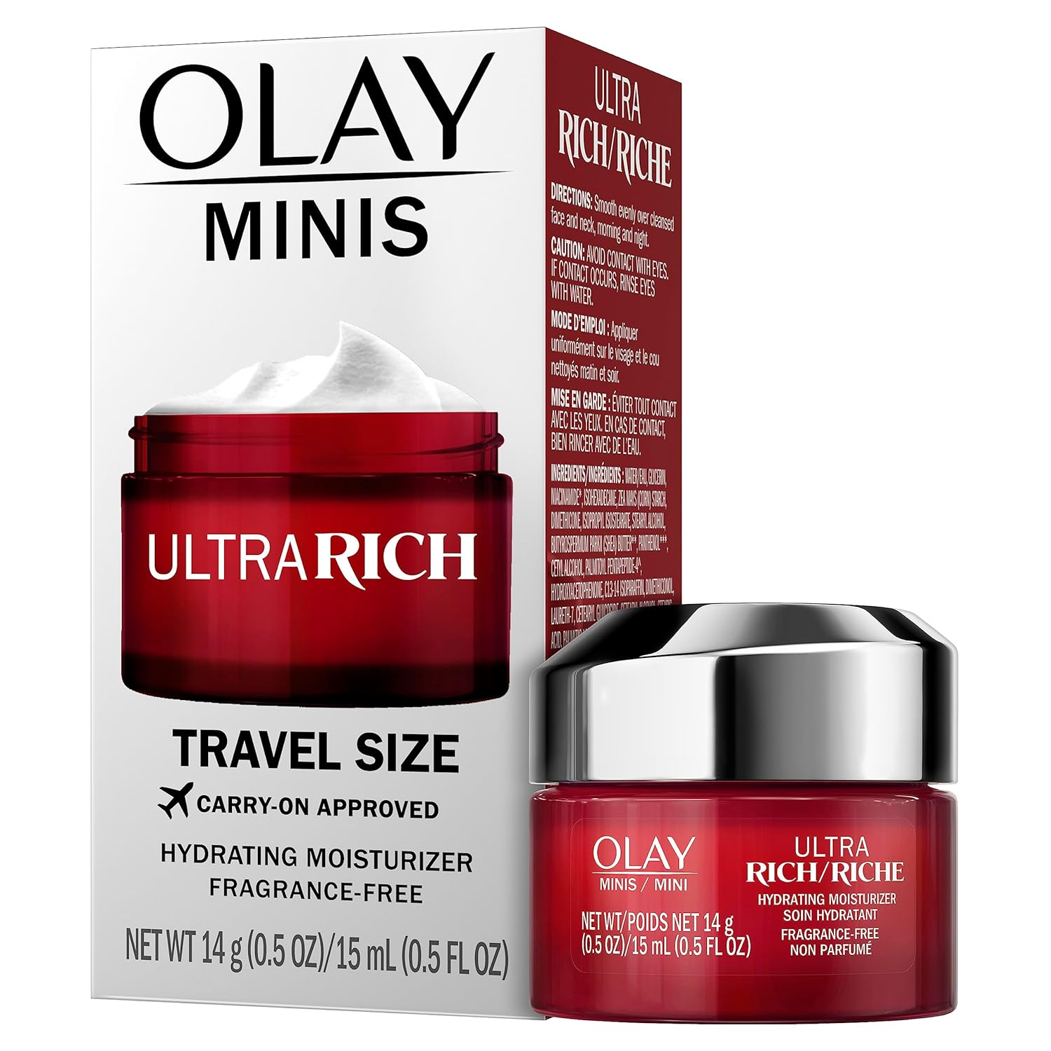 Olay Regenerist Ultra Rich Face Moisturizer, Fragrance-Free, Trial Size, 0.5 Oz