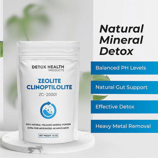 Zeolite Clinoptilolite Powder | Ultra FINE Less-Than 2 µm | Clinoptilolite 95% | 3X Activated | Natural Mineral Dust | Detox Health Products | 16 oz